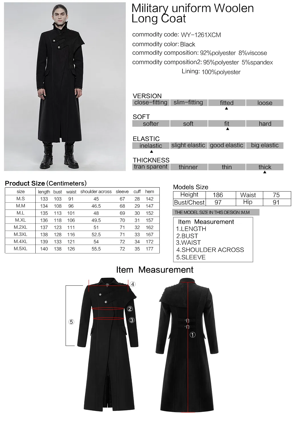 PUNKRAVE Männer Punk Woolen Lange Mantel Stil Militär Uniform Hübsche Asymmetrische Schulter Winter Halten Warme Tägliche Jacke LJ201106