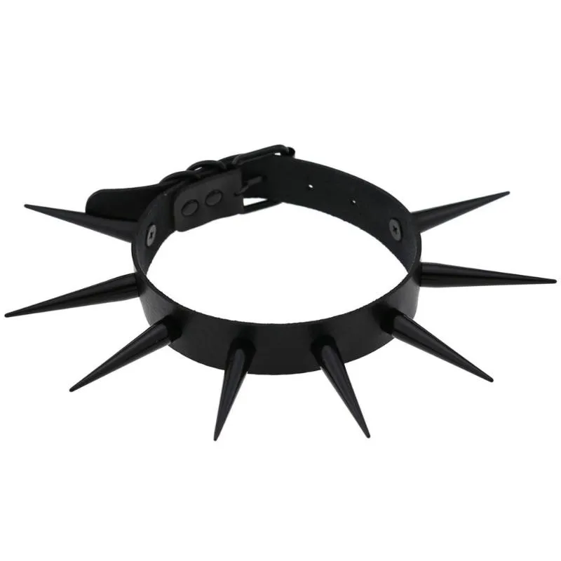 Vegane Leder-Halskette mit Spikes, Punk-Kragen für Damen und Herren, Emo-Biker-Metall-Halskette, Goth-Schmuck, 250 m