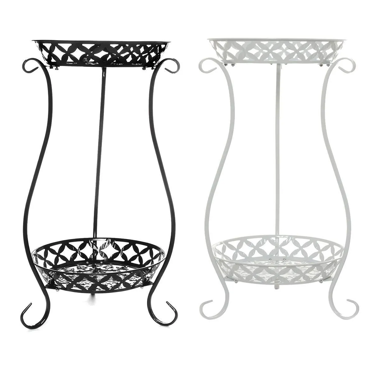 Wrought Iron Double-layer Plant Stand Flower Shelf for Rack Balcony Simple Indoor Living Room Coffee Bar Garden Flower Pot Shelf L268B