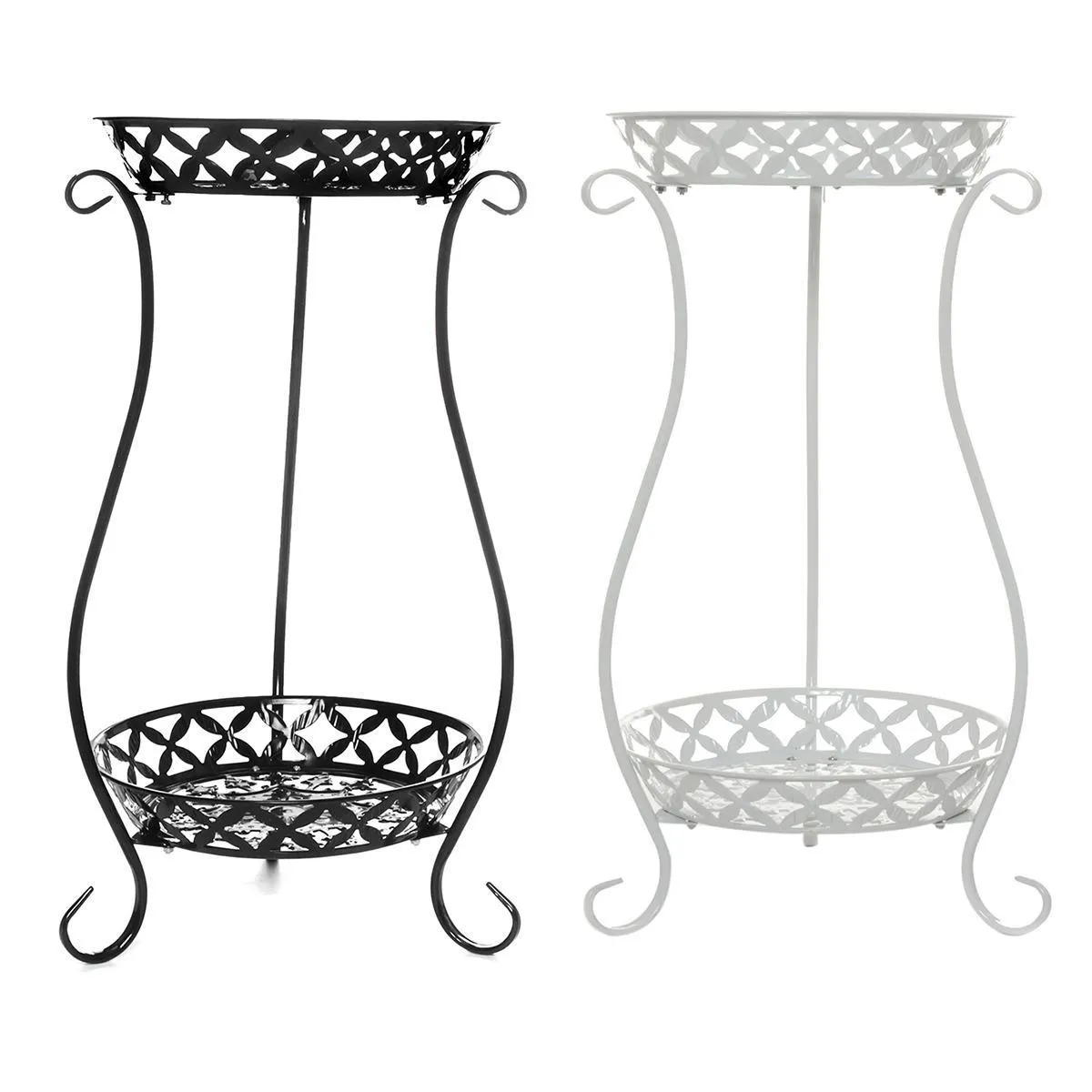 Wrought Iron Doublelayer Plant Stand Flower Shelf for Rack Balcony Simple Indoor Living Room Coffee Bar Garden Flower Pot Shelf L7891706