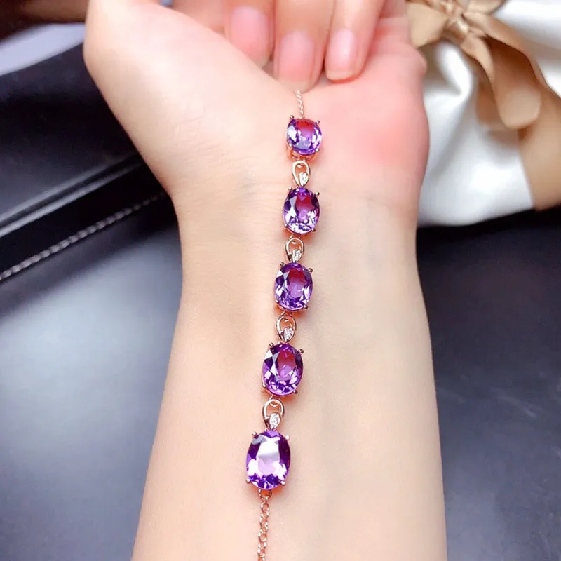 Nouvelle mode Amethyst 18 km rose couleur trésor luxe luxueuse en cristal gemme pierre de pierre pour femmes beaux bijoux cadeaux de Noël1486080