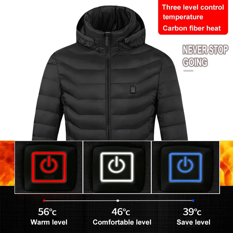 Chaqueta de calefacción para hombre SWinter de 8 áreas, chaleco eléctrico infrarrojo USB para mujer, chaqueta cálida de invierno térmica Flexible para exteriores para mujer 220301