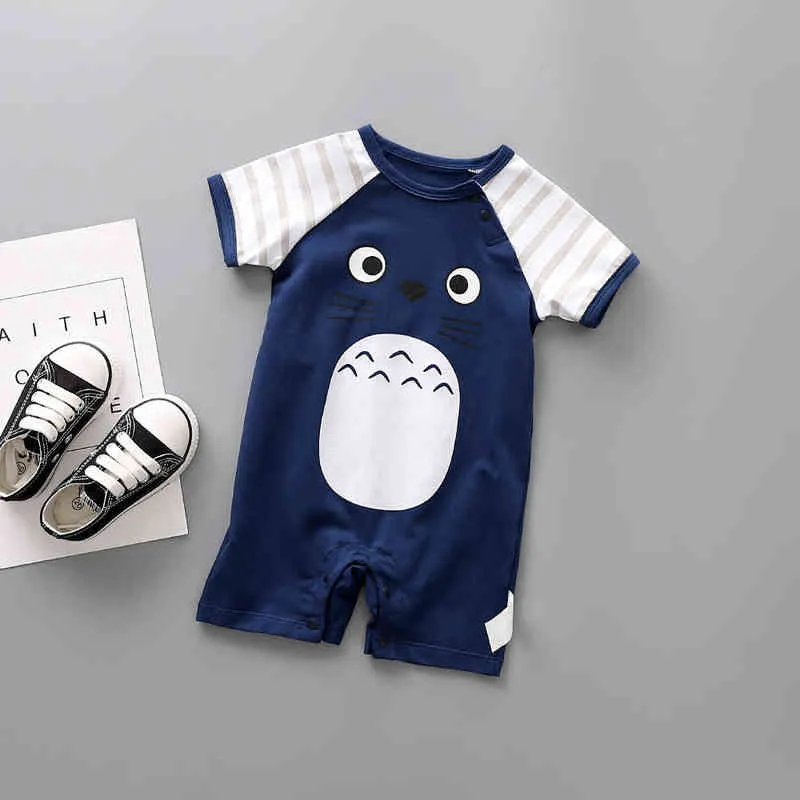 Summer Newborn Baby Short Sleeve Romper Boys Girls Cute Cartoon Totoro Print Baby Romper Cotton Toddler Clothes Jumpsuit Pajamas G1221