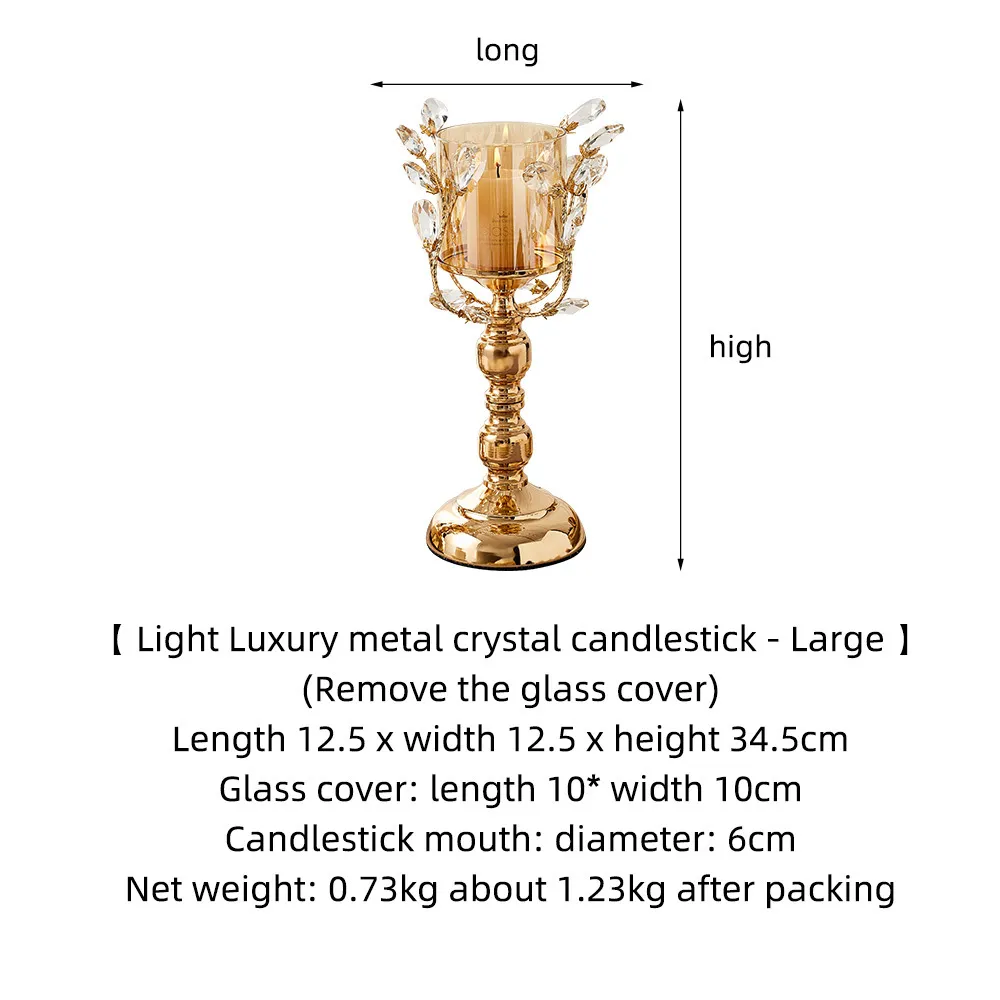 Golden Iron Candle Holder European Geometric Candlestick Romantic Crystal Candle Cup Heminredning Bröllopscentrum Table Dekoration 201202