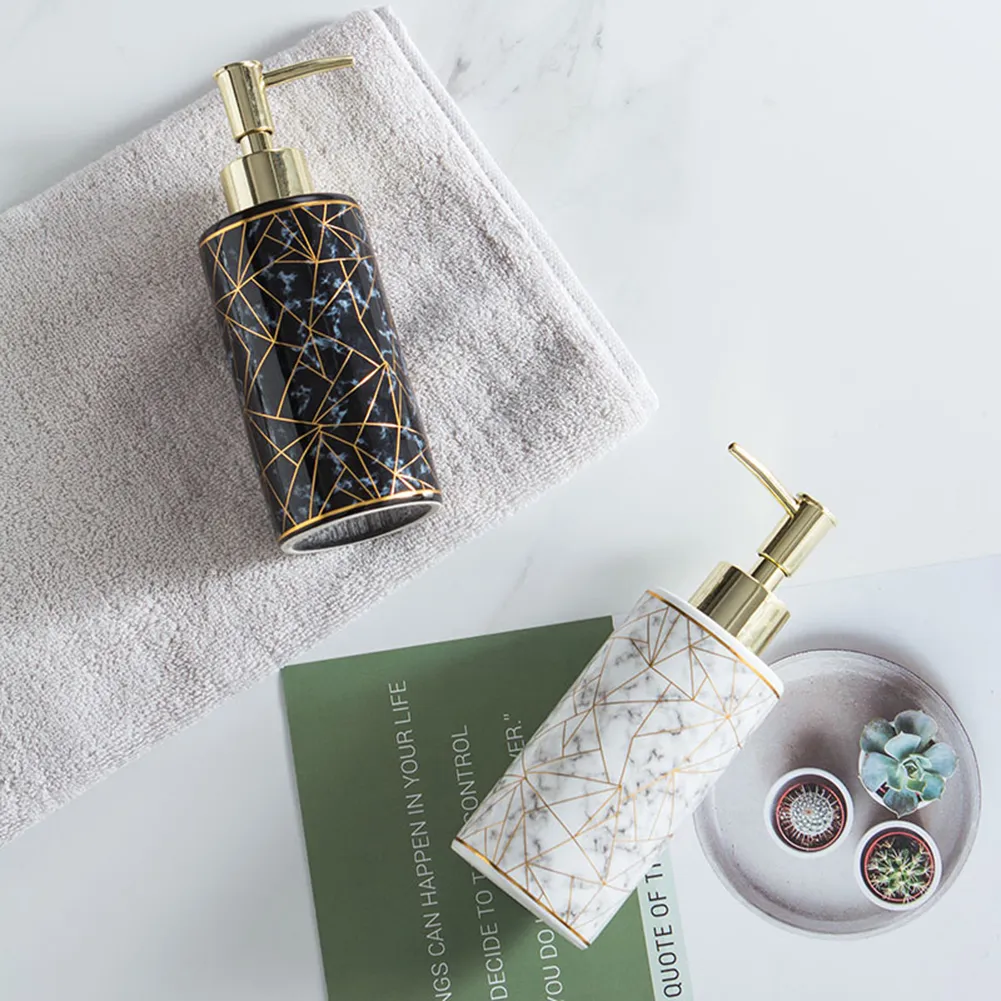 300 ml stylowy marmurowy balsam ceramiczny szampon płyn do mydła dozownik pompy butelka łazienka zestaw domowych dekoracji łazienki