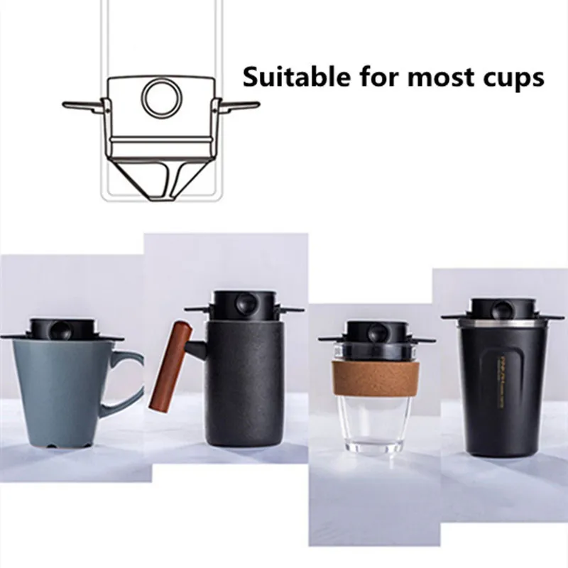 再利用可能なコーヒーフィルター携帯用旅行マグ手作りのドリッパーティーカップセットポットウェア220217