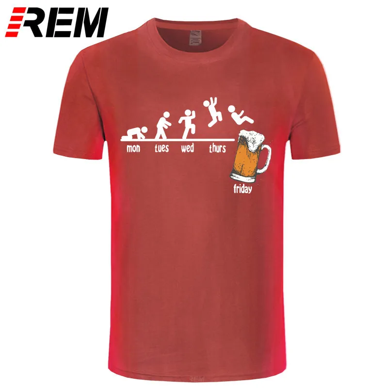 Vrijdag Bier Drinken O Hals Mannen T-shirt Tijdschema Grappige Maandag Dinsdag Woensdag Donderdag Digitale Print Katoenen T-shirts 220224