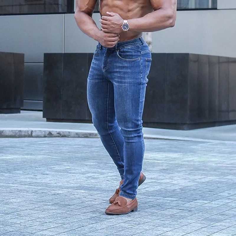 Sju Joe Mens Skinny Jeans Super Men Gym Sports Stretch Denim Pants Elastic midja Big Plus Size European 201111