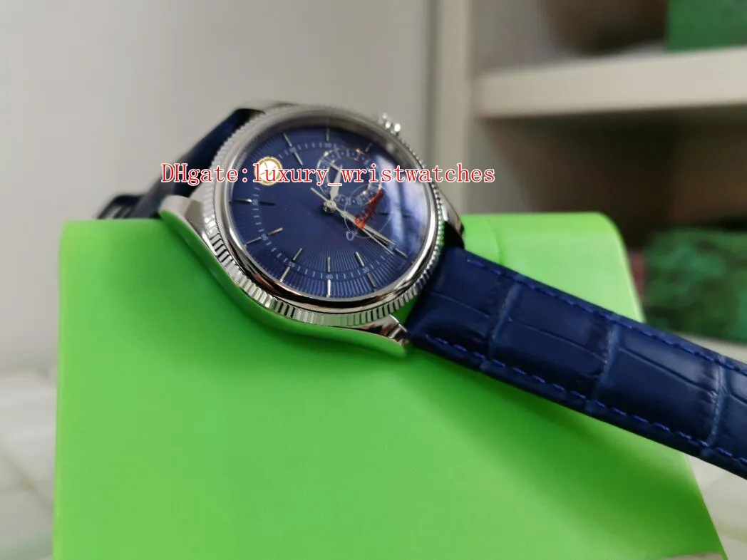 Excellent High Quality Wristwatch Fashion 39mm Cellini 50515 50519 Leather Bands Blue Dial Asia 2813 Movement Mechanical Automatic199D