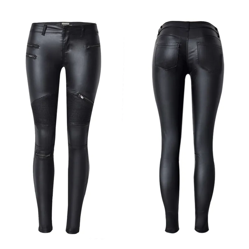 Hög midja Stretch PU Läderbyxor Kvinnor Hud Tight Motorcykel Gothic Punk Rock Pencil Byxor Zipper Moto Biker Plus Storlek XS LJ201029