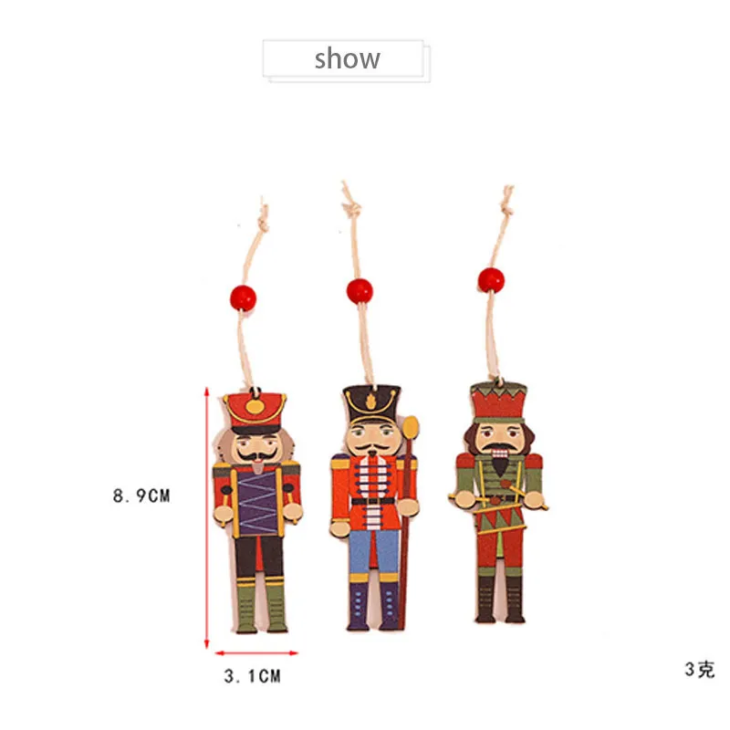 décorations de noël casse-noisette marionnettes pendentifs en bois noyer soldat pour arbre suspendus ornements nouvel an enfants cadeau de noël Y201020