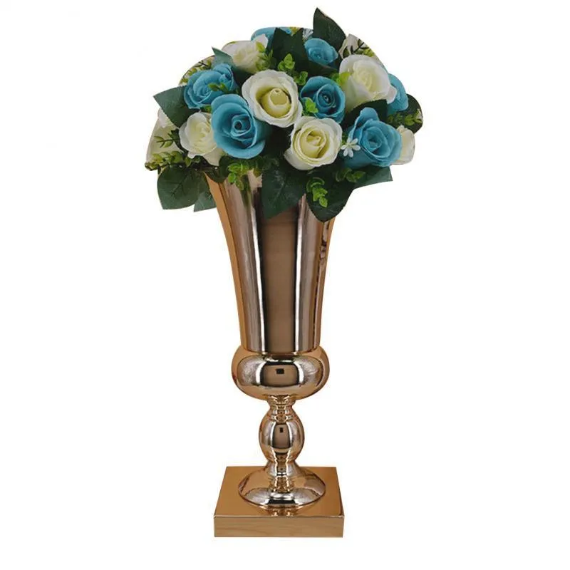 43cm grande impressionante ferro de prata de luxo vaso de flores de casamento mesa mesa de mesa decoração T200703