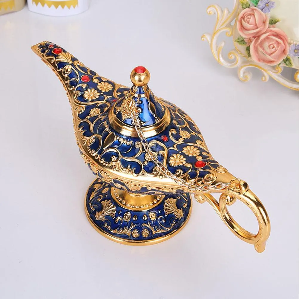 Lâmpada de Aladdin Tradicional Hollow Out Fairy Tale Magic Wishing Genie Tea Pot Retro Acessórios de decoração de casa Y200106