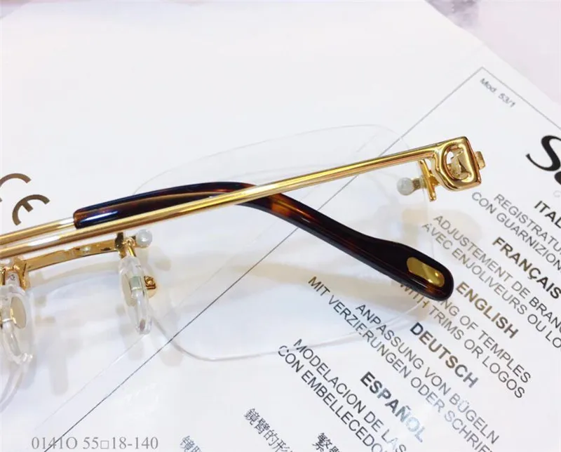Tout nouveau design de mode lunettes optiques 0141 rétro métal sans monture lentille transparente style d'affaires rétro classique transparent gl2634