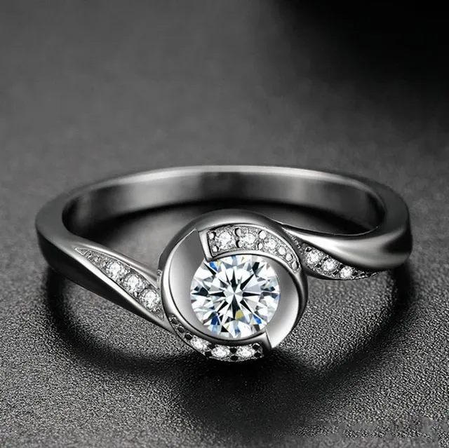 Bague de mariage en Moissanite de couleur D, diamant rond plaqué platine S925, bijoux simples et élégants pour femmes, populaire en américain