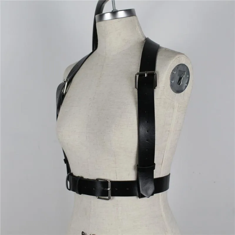 Bälten Uyee Pu Leather Sexy Belt underkläder för vuxen justerbar kropps bondagsbur bh sele hänge rave midja bred rem lb-009240k