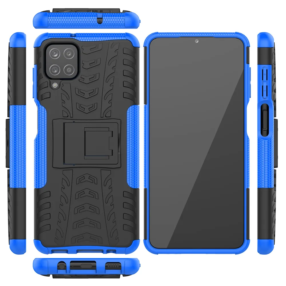 Hybrid Rugged Rubber Bumper Armor Shockproof Cases For Samsung Galaxy A12 5G 6.5'' PC + TPU Kickstand Back Cover Coque Fundas