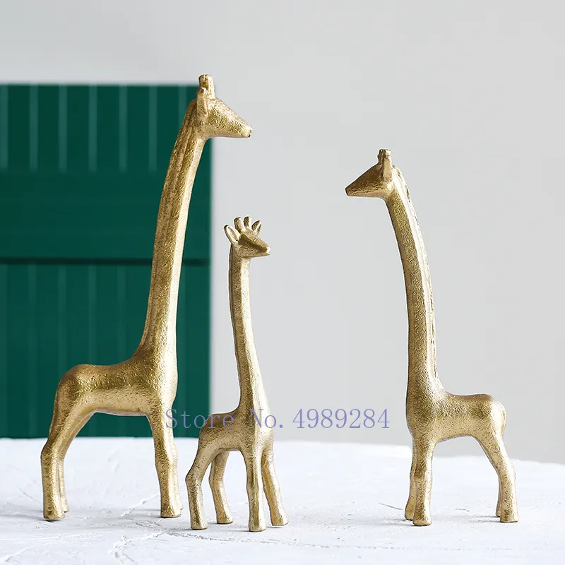 Creative Nordic Gold Resin Simulated animal Crafts ornaments Elephant lion Modern home decorations accessories figurines LJ200904260b