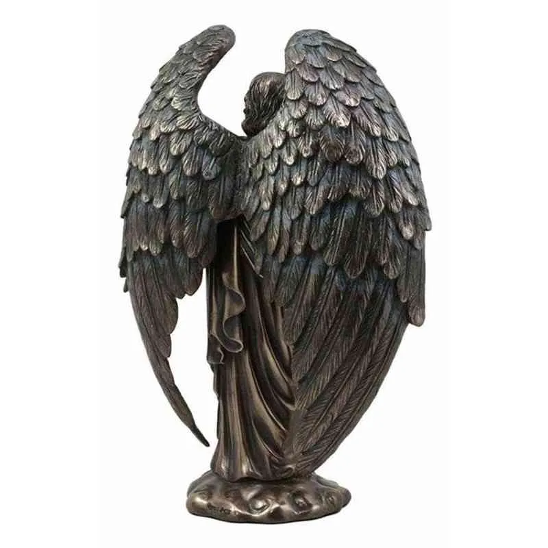 ブロンズのセラフィム6翼の守護天使は剣と蛇の大きな彫像樹脂彫像家の装飾2112298867952