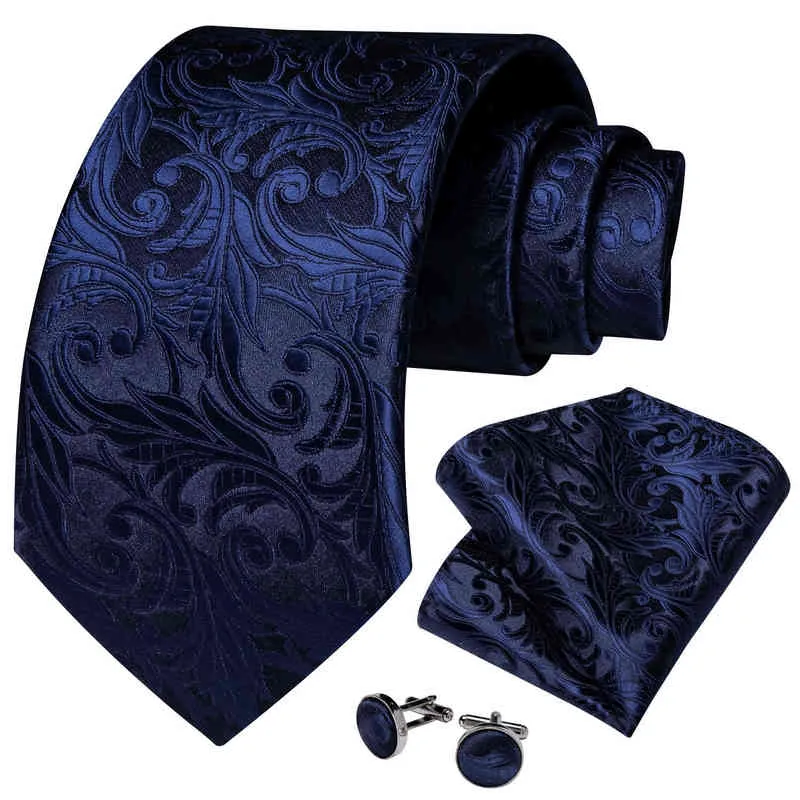 男性の結婚式の首のネクタイハンドカチの贅沢な青い花のペイズリーの関係男性のための結婚式のネックネクタイハンドカチカフスのネクタイリングとネクタイのタックセットギフト
