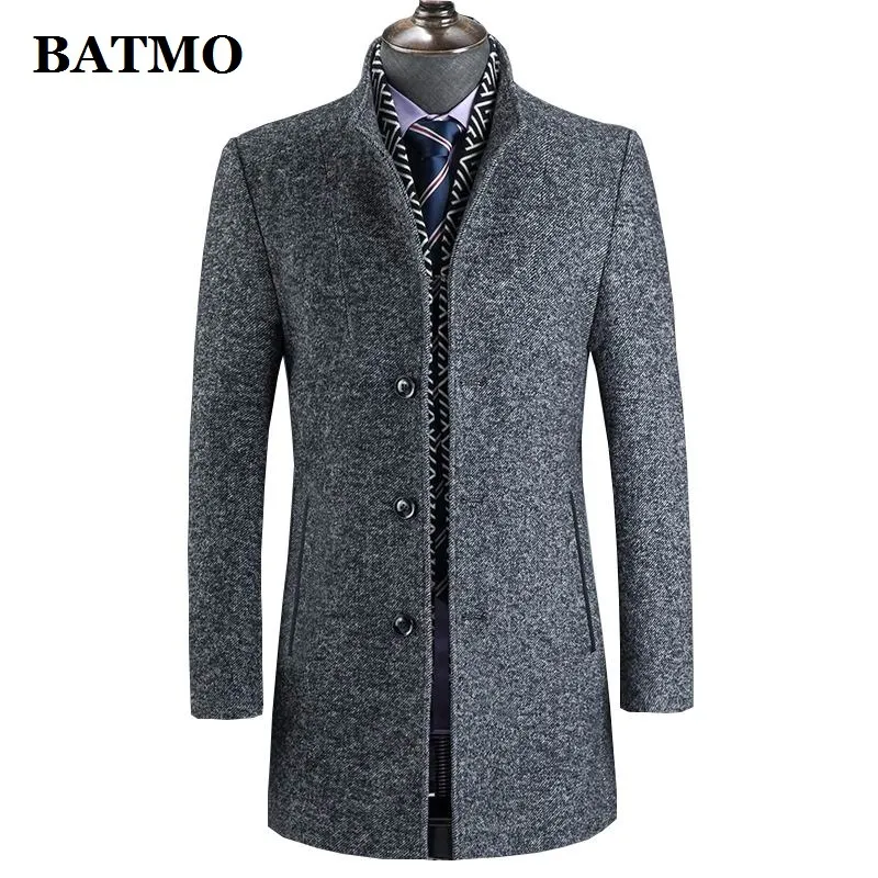 BATMO Neuankömmling Winterwolle verdickter Trenchcoat Herren, graue Freizeitjacken aus Wolle 60 % für Herren, 828 201223