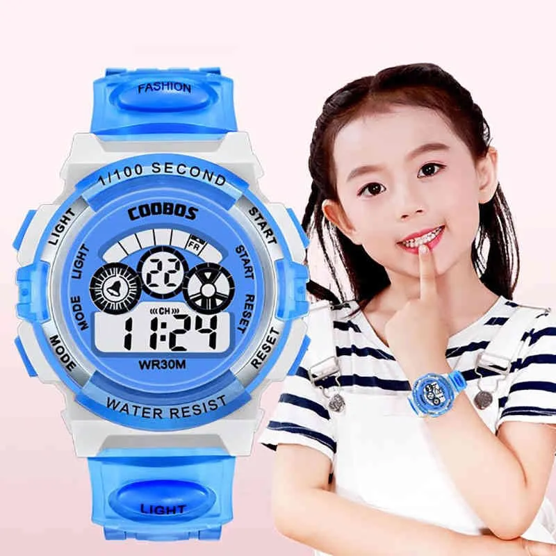 Relógios impermeáveis ​​luminosos para crianças que os estudantes disca os meninos e meninas multi-função eletrônicas
