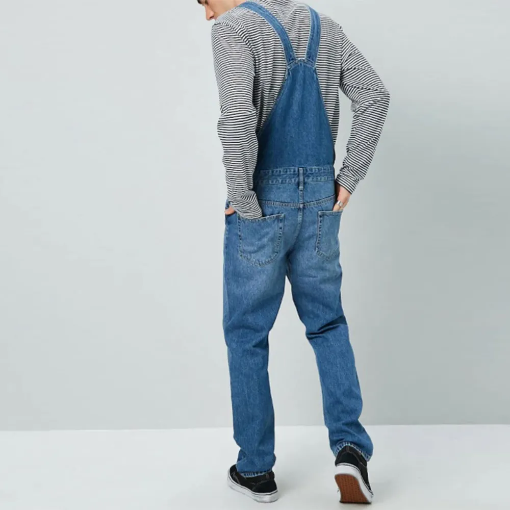 Salopette jeans da uomo di nuova moda High Street Tute di jeans dritte Hip Hop Uomo Cargo Bib Pants Cowboy Maschio Jean Salopette D25 201118
