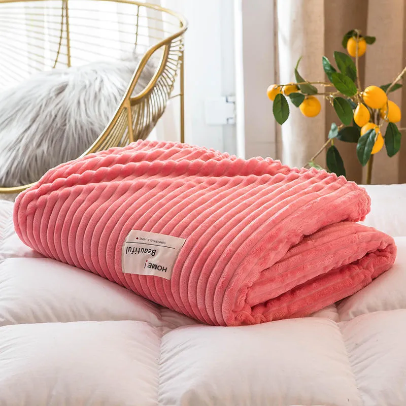 Watermelon Red Color Blankets for Beds Single Queen Flannel Coral Fleece Blanket On the Bed Soft Warm Thickness Bedspread 201113224C