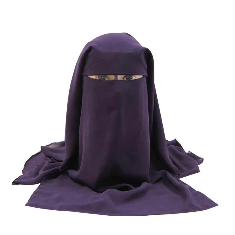 Foulard bandana musulman islamique 3 couches Niqab Burqa Bonnet Hijab Cap Veil Headwear Black Face Cover Abaya Style Wrap Head Covering 27280065