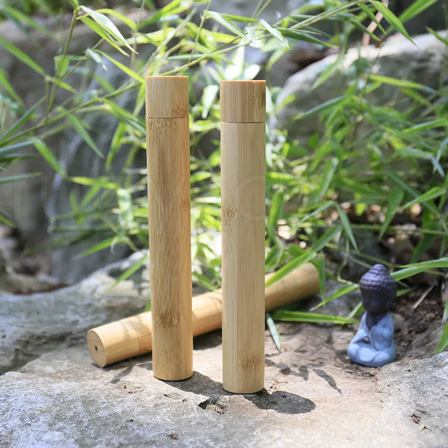 Boîtes à brosses à dents en bambou, boîtes de voyage portables en bambou, couvercles de brosses à dents en bambou naturel, porte-brosses à dents en Tube, outil