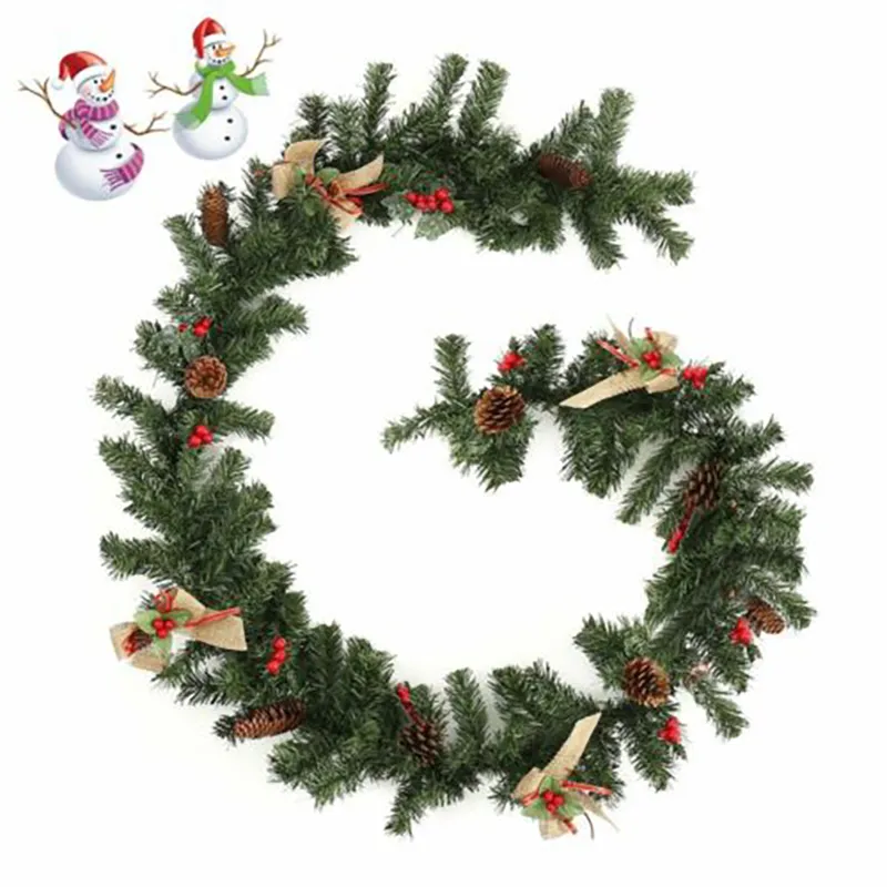 Kerstversiering Ornamenten Kerstboom Garland Rotan Huis Muur Pine Hangende Groene Kunstmatige Krans Open haard Nieuwjaar Decor 2284K