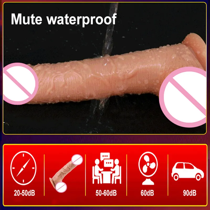 Teleskopischer, vibrierender, stoßender, realistischer Dildo, weibliche Masturbation mit Saugnapf, Heizung, Penis, Fernbedienung, Dick für Frauen 220303