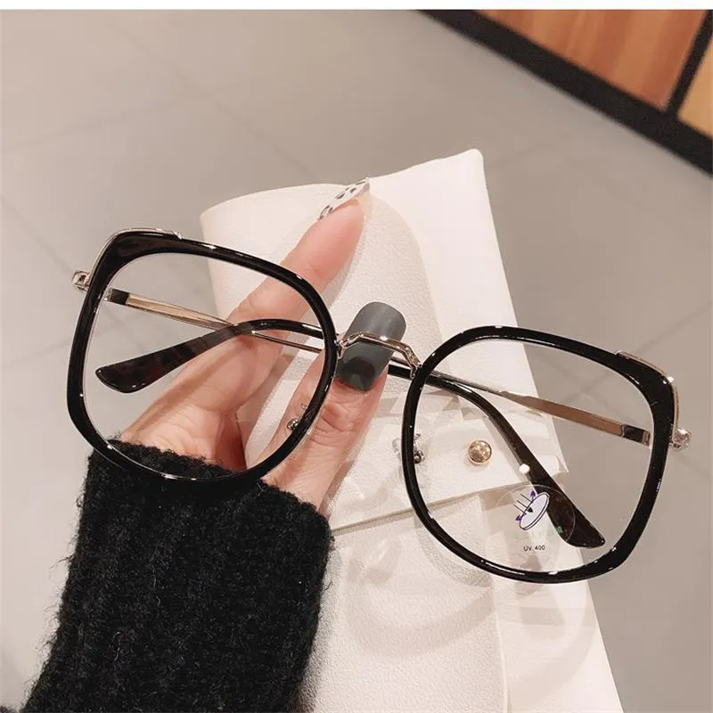Güneş Gözlüğü Erkek Kadın Anti-Blue Hafif Okuma Gözlükleri Vintage Büyük Kare Gözlükler Bilgisayar Gözlükleri UV400 Metal Çerçeve 1 2 5 3246C