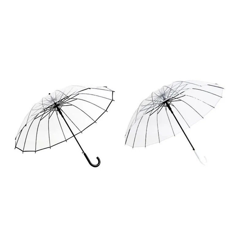 Guarda-chuvas transparentes semi-automáticos para proteger contra vento e chuva guarda-chuva de cabo longo campo claro de visão 201104