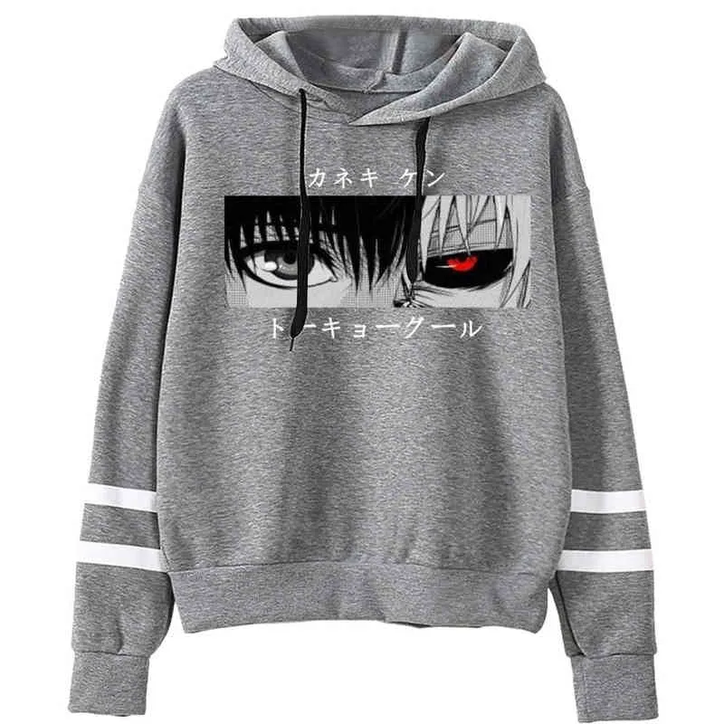 Tokio Ghoul Kaneski Ken Eyes Harajuku Hoodie Mężczyźni Zabawne Bluzy Ullzang Japoński Anime 90. Bluza graficzna Mężczyzna H1227