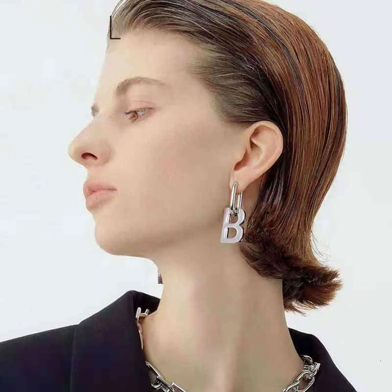 Boucles d'oreilles avec lettre b épaisse pour femmes, bijoux de marque de luxe, de qualité originale, à la mode, Z4183149