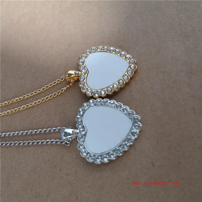 sublimation blank necklaces pendants with drill woman necklace pendant transfer printing consumable materials 0927242U