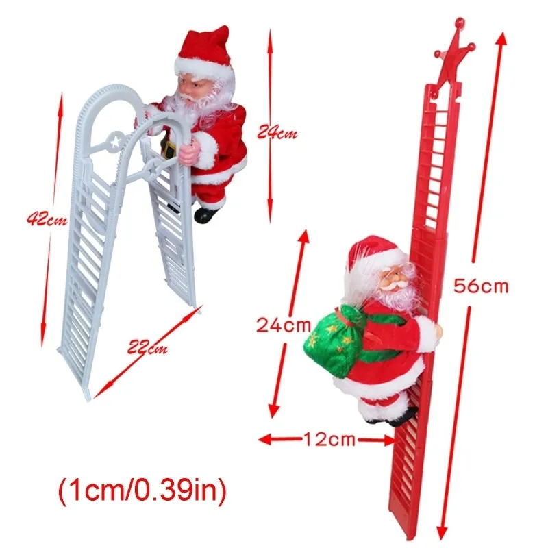 Weihnachtsfeier-Heimdekoration, elektrische Weihnachts-Weihnachtsmann-Puppe mit Tasche, Kletterleiter 201127