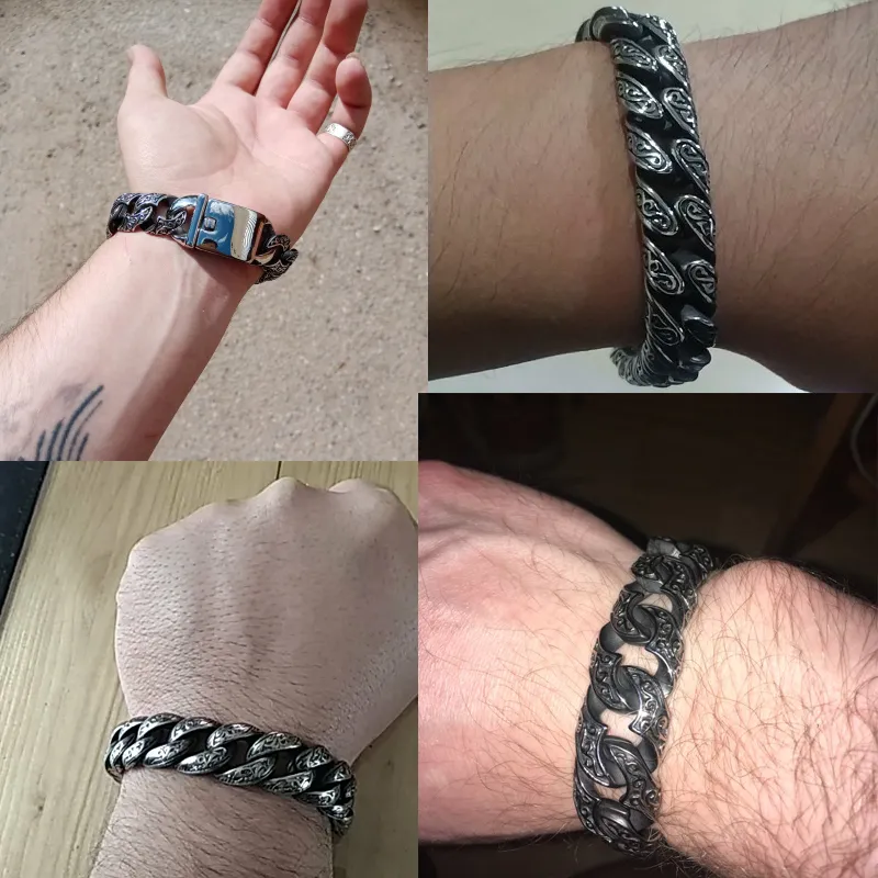 Bracciale in acciaio inossidabile massiccio uomo braccialetti a catena di collegamento da uomo braccialetti di metallo braccialetti a mano bracciali regali di gioielli a mano fidanzato 2202222419