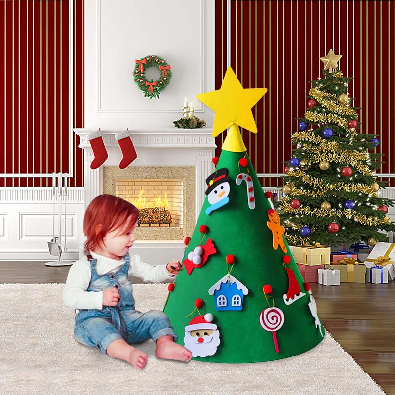 feltro albero di natale pupazzo di neve gioco bambini decorazioni casa regalo fai da te anno navidad Y201020