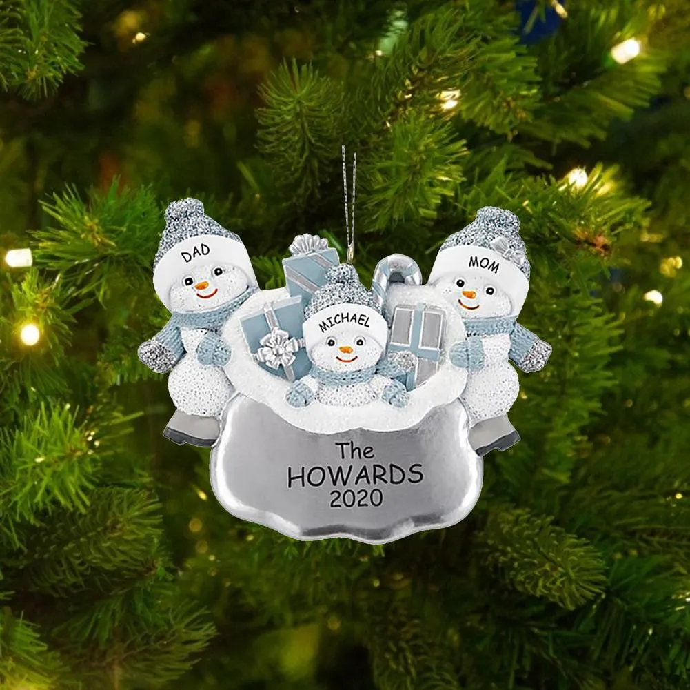 2020検疫クリスマスの装飾DIYパーソナライズされた雪だるまのクリスマスツリーぶら下がっている家族の祝福のための飾りペンダント