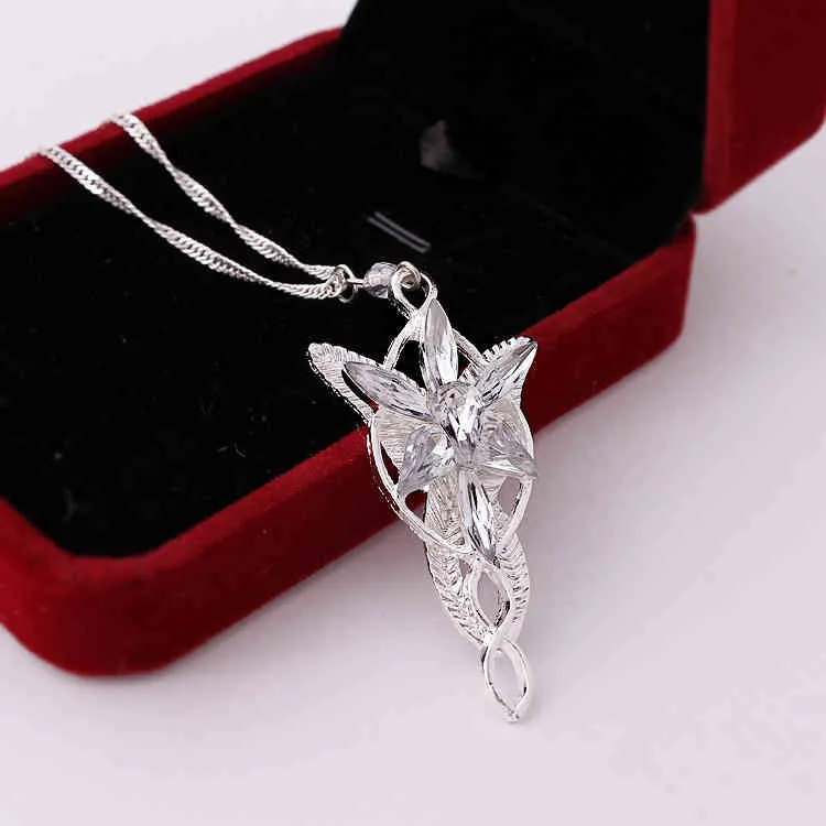 Valentine Day Gift Frodo Elessar Necklace of Arwen Evenstar Hangende Sieraden Crystal Twilight Star Neck Torque for Women