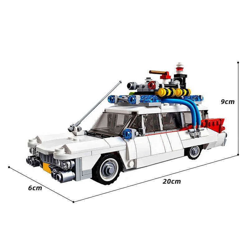 기술 자동차 도시 Ghostbusters ECTO-1 모델 빌딩 블록 MOC 영화 차량 벽돌 DIY 교육 장난감 어린이를위한 AA220303
