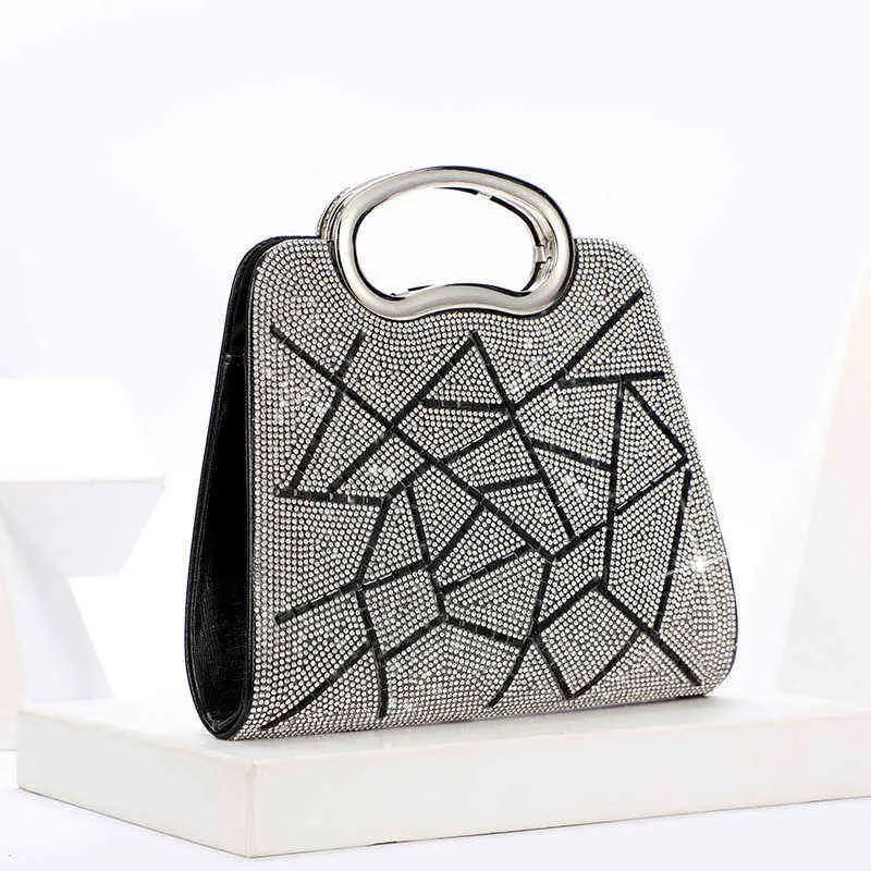 Borsa da sera borse da sera NXY donna Borse da festa di nozze con strass in vetro argento dorato Pochette in cristallo 220210