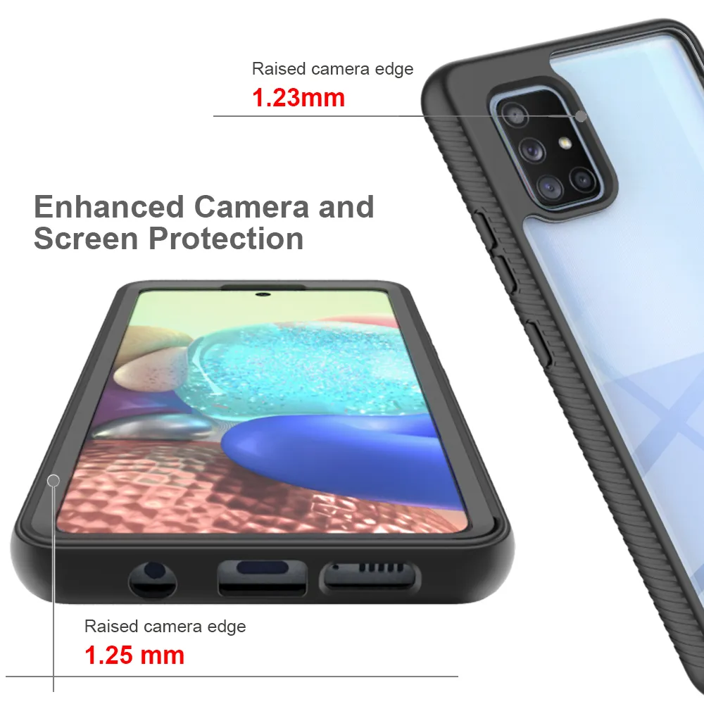 Heavy Duty Full Protection Shockproof Cases voor Samsung Galaxy A51 A71 4G 5G Zachte TPU + Pet Front Film Clear Acrylic Back Cover