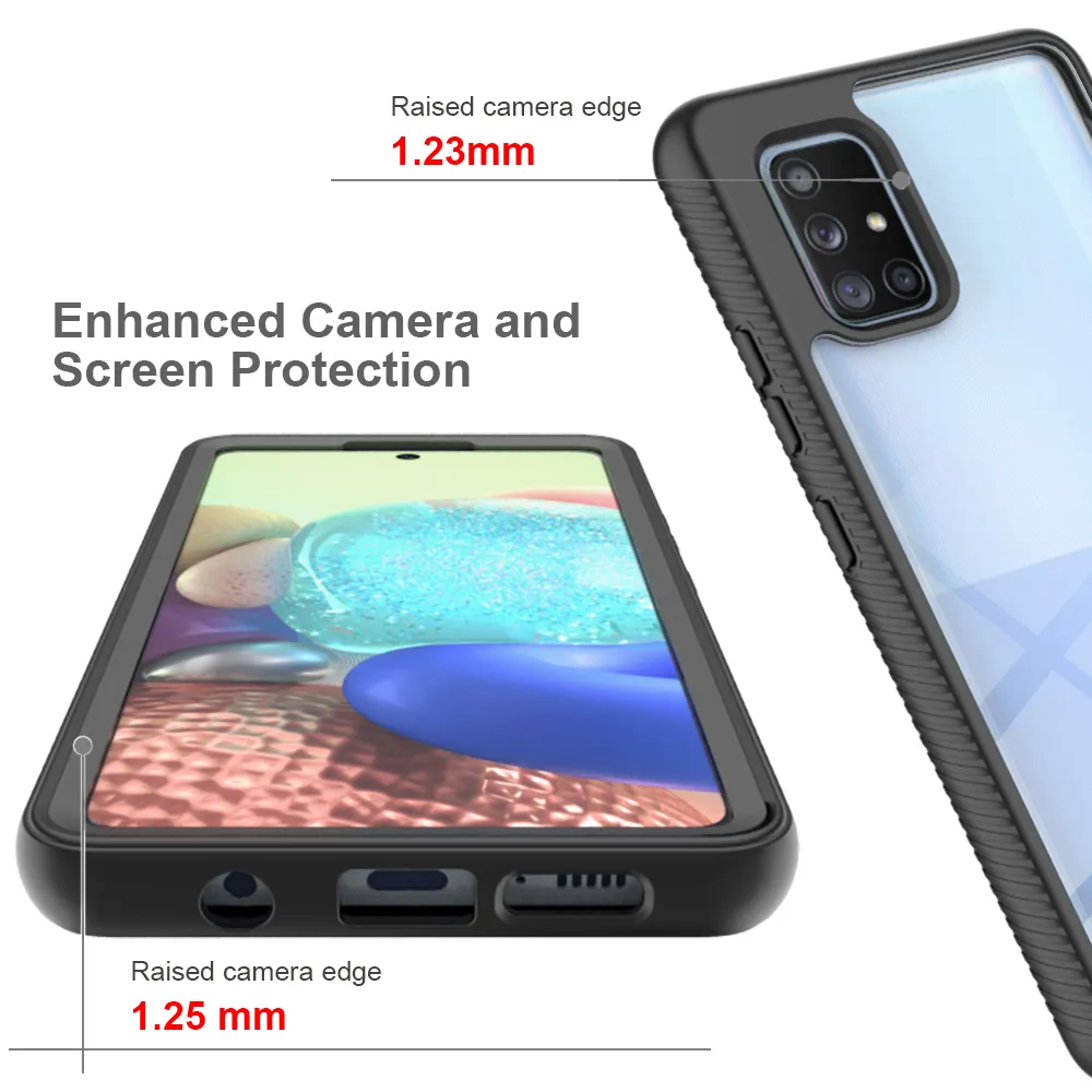 Robuste, stoßfeste Hüllen mit vollem Schutz für Samsung Galaxy A51 A71 4G 5G, weiche TPU + PET-Frontfolie, klare Acryl-Rückseite