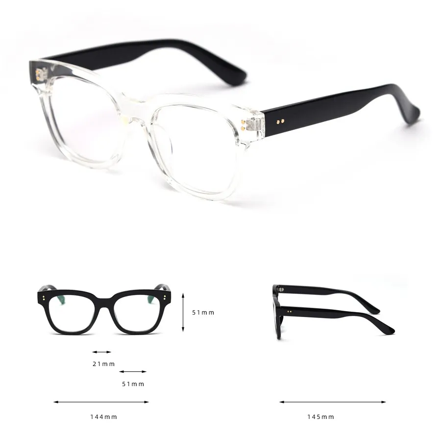 Vintage lunettes cadre hommes femmes épais carré lunettes transparentes lunettes teinte claire lentille personnalisée lentille asphérique pochromique P265y