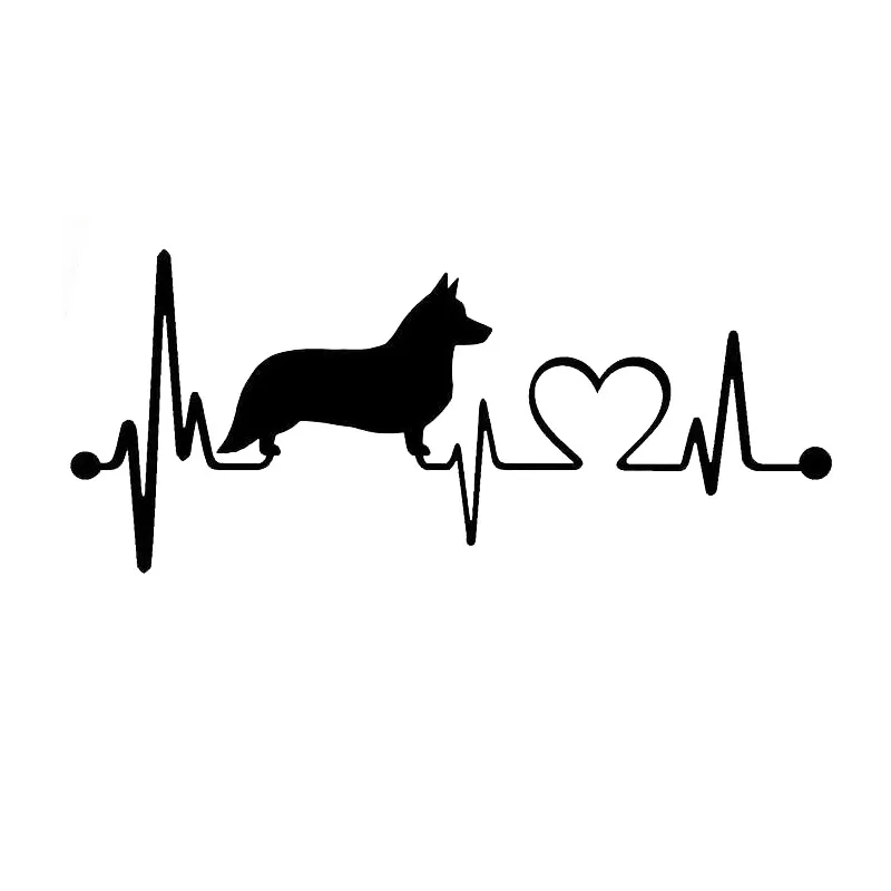 15566CM Cardigan Welsh Corgi Dog Heartbeat Car Rear Windshield Decorative Sticker Cartoon Decals C611507757598