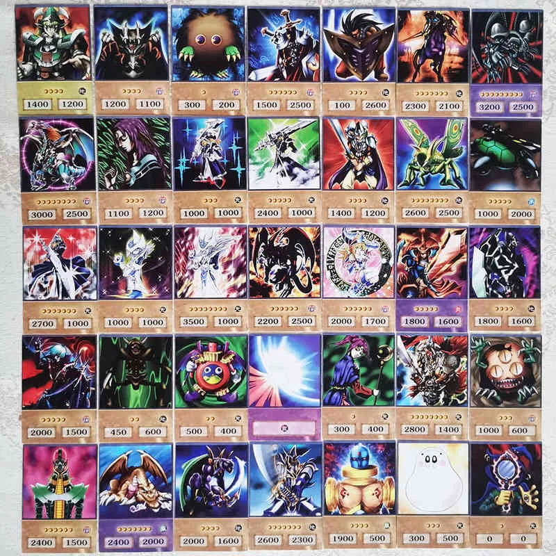 100 stks Yu-Gi-Oh Anime Stijl Kaarten Blauwe Ogen Donkere Magician Exodia Obelisk Slifer Ra Yugioh DM Classic Proxy DIY Card Kids Gift G220311