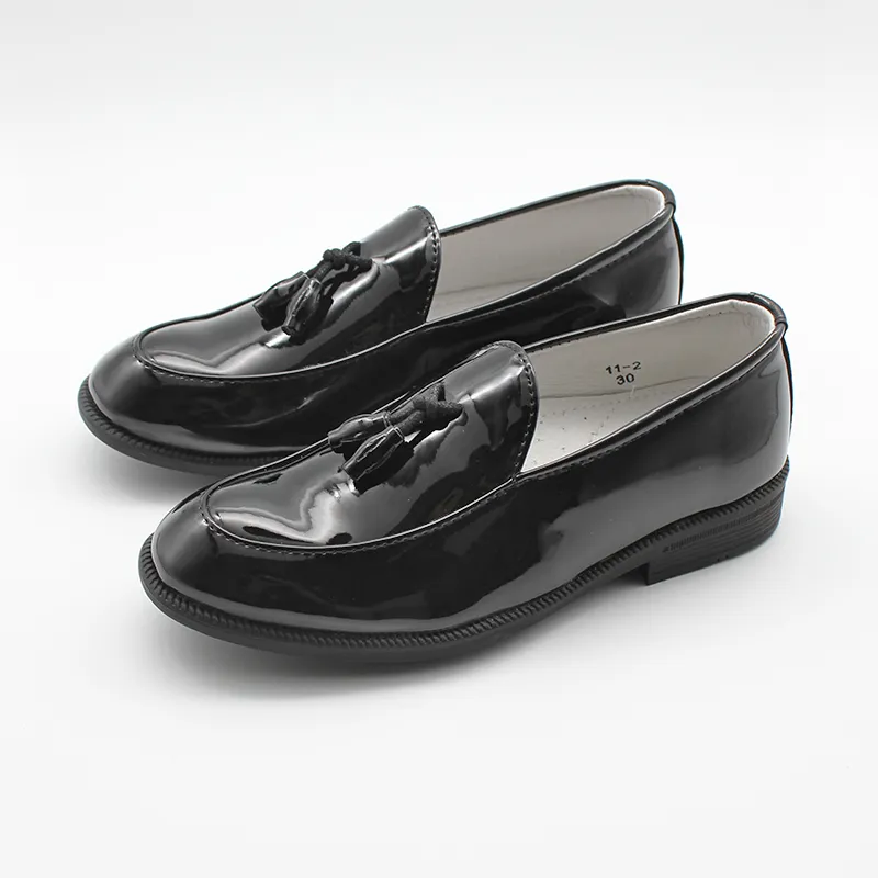 Boys Dress Shoes Black Faux Leather Slip On Tassel Loafers Wedding Party Formal Kids Shoe Classic Style Footwear 2202179840751